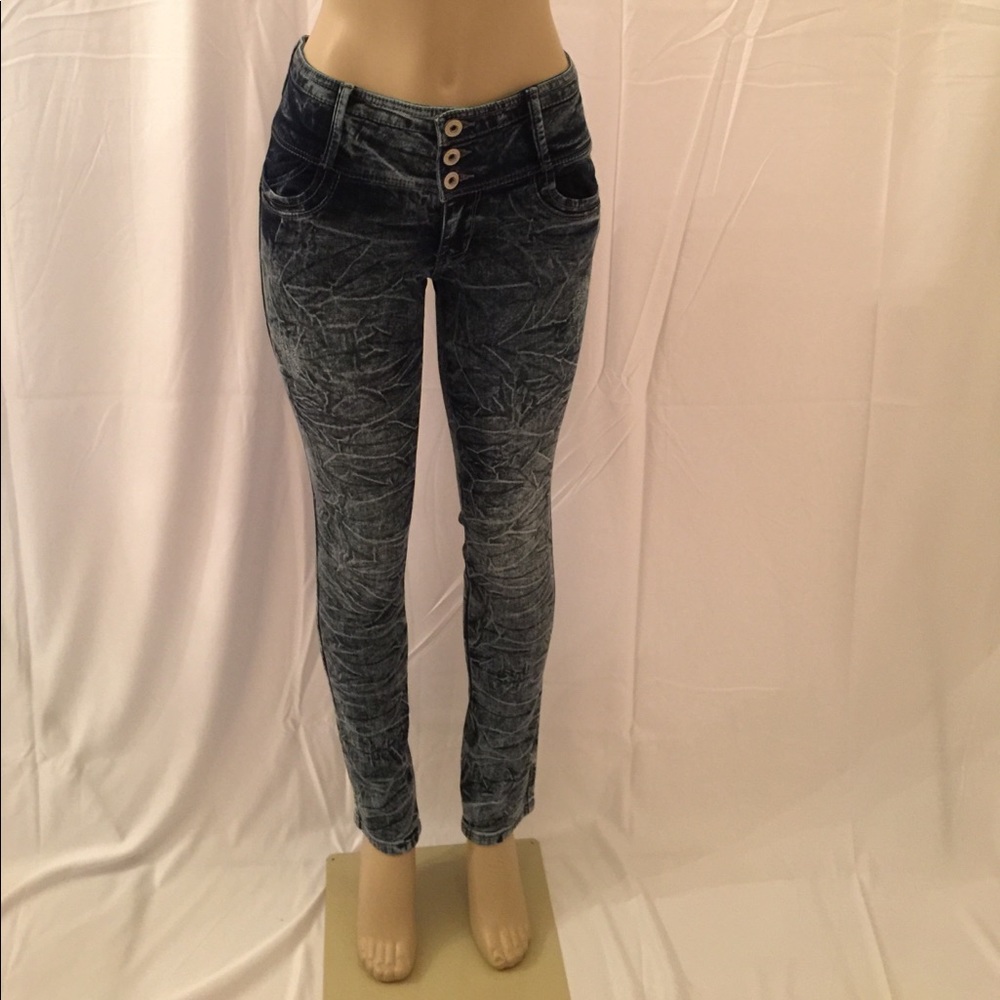 Stretchy Dark Acid Wash Jeans